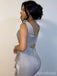 Sparkly Grey V-neck Ruffles Mermaid Long Prom Dress with Slit, PD38077