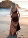 Elegant Brown One Shoulder Mermaid Long Prom Dress with Slit, PD38099