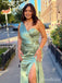 Elegant One Shoulder Pleated Side Slit Mermaid Long Prom Dress, PD38101