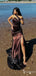 Elegant Dark Brown One Shoulder Side Slit Mermaid Long Prom Dress,Evening Dress, PD38102