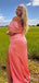 Elegant Pink Off-Shoulder Side Slit Mermaid Long Prom Dress,PD38106