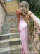 Sexy Pink Spaghetti Strap Side Slit Mermaid Long Prom Dress, Evening Dress, PD38118