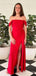 Elegant Off the Shoulder Side Slit Mermaid Long Prom Dress, Evening Dress, PD381762