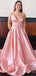 Gorgeous Pink V-neck Spaghetti Strap A-line Long Prom Dress, Evening Gown, PD381841