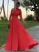 Elegant Red One Shoulder A-line Long Prom Dress, Evening Dress, PD381851