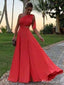 Elegant Red One Shoulder A-line Long Prom Dress, Evening Dress, PD381851
