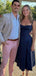 Elegant Dark Blue Sweetheart Corset A-line Long Prom Dress, Evening Dress, PD381899
