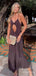 Sexy Mocha V-neck Backless Long Prom Dress with Cut-Out, PD381901
