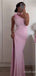 Sexy Soft Pink 3-D Floral One Shoulder Mermaid Long Prom Dress with Side Slit, PD381924