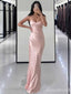 Stunning Pink Spaghetti Strap Backless Long Mermaid Prom Dress, Evening Dress, PD381940