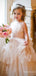 Elegant Light Pink Square Lace A-line Long Flower Girl Dresses, FGS167