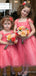Elegant Pink Square Cap Shoulder A-line Long Flower Girl Dresses, FGS173