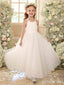 Simple White A-line Long Flower Girl Dress, FGS183