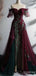 Unique Color-Block Burgundy and Green Formal Gown with Sheer Sleeves, PD381952