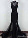 Gorgeous Black Lace Applique Lace Up Mermaid Long Tulle Prom Dress,PD382043