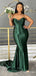 Elegant V-neck Emerald Green Mermaid Long Prom Dress, PD382046