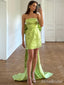 Elegant Green Strapless Short Mini Homecoming Dress with Bow Detailing, HD32671