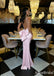 Gorgeous Pink Backless Long Mermaid Prom Dress with Striking Bow, Evening Dress, PD382114