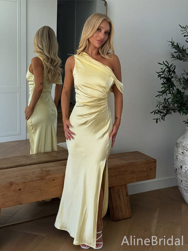 Gorgeous Yellow Off-the-Shoulder Long Mermaid  Prom Dress with Side Slit, Evening Dress,PD382147