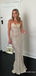 Sparkly Champagne Sequins Spaghetti Strap  Long Mermaid Prom Dress, Evening Dress, PD382154