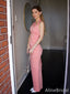 Unique Pink One-Shoulder Sleeveless  Long Mermaid Prom Dress, Evening Dress, PD382155