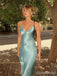 Unique Mint Green Spaghetti Strap Backless Mermaid Long Prom Dress with Tie-Back, Evening Dress, PD382159