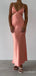 Stylish Peach Pink Spaghetti Strap Backless Long Prom Dress, Evening Dress, PD382168