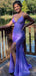 Elegant V-neck Purple Spaghetti Strap Side Slit Mermaid Long Prom Dress,Evening Dress,PD382169