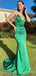 Gorgeous Green V-neck Spaghetti Strap Mermaid Long Prom Dress,Evening Dress,PD382190