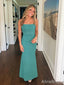 Elegant Green Spaghetti Strap Long Mermaid Prom Dress, Evening Dress, PD382214