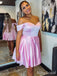 Sexy Pink Off-Shoulder Strapless A-line Short Mini Homecoming Dress, HD32640