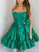 Elegant Green Strapless A-line Short Mini Homecoming Dress with Bow Detailing, HD32700