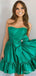 Elegant Green Strapless A-line Short Mini Homecoming Dress with Bow Detailing, HD32700