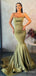 Dramtic Olive Green Square Memriad Long Evening Gown with train, Prom Dress, PD38065