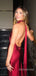 Elegant Burgundy Halter Backless Soft Satin Maxi Long Prom Dress, Evening Dress, PD382278