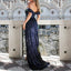 Sexy Blue Off the Soulder Side slit A-line Long Prom Dress, PD3582