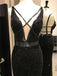 Black Bead Sexy Mermaid Criss-cross Evening Prom Dresses,PD00145