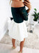 Dark Green Lace Top Ivory Satin Off Shoulder Simple Homecoming Dresses ,BD0063
