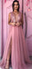 Dusty Rose Beading Tulle Sleeveless A-line Prom Dresses,PD00187