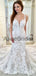Gorgeous Lace Nude Lining Spaghetti Strap Mermaid Train Wedding Dresses, AB1563
