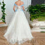 Elegant Off the Shoulder Corset A-line Long Prom Dress with Blue Floral Appliqué , PD3612