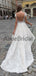 Ivory Lace Short Sleeve See Through Top High Low Fashion Wedding Dresses , AB1536