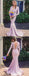Lilac Long Sleeve V-neck Mermaid Bridesmaid Dresses, AB4056