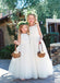 Long Ivory Simple Tulle Satin Flower Girl Dresses, FGS057