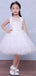 Lovely Lace White Tulle Handmade Applique Sleeveless Flower Girl Dresses, FGS026