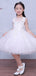 Lovely Lace White Tulle Handmade Applique Sleeveless Flower Girl Dresses, FGS026