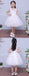 Lovely Lace White Tulle Handmade Applique Sleeveless Flower Girl Dresses, FGS026