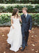 Off Shoulder Ivory Chiffon A-line Beach Wedding Dresses. AB061