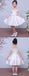 Off Shoulder Wite Satin Handmade Flower Applique Flower Girl Dresses, FGS031