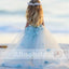 Pale Blue Tulle Handmade Flowers Sweet TUTU Flower Girl Dresses, FGS079